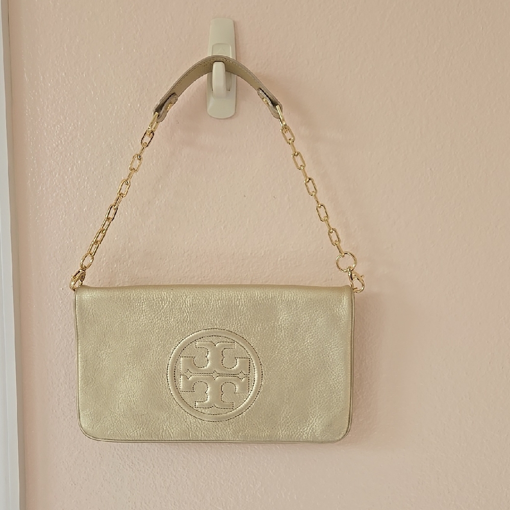 Tory Burch Gold Shoulder Bag with Chain Strap
